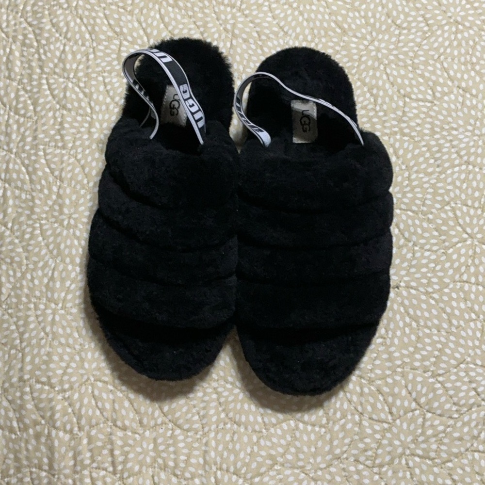 Ugg Women's Fluff Yeah Blk Comfort Slides Slippers Size 8 - Picture 7 of 13